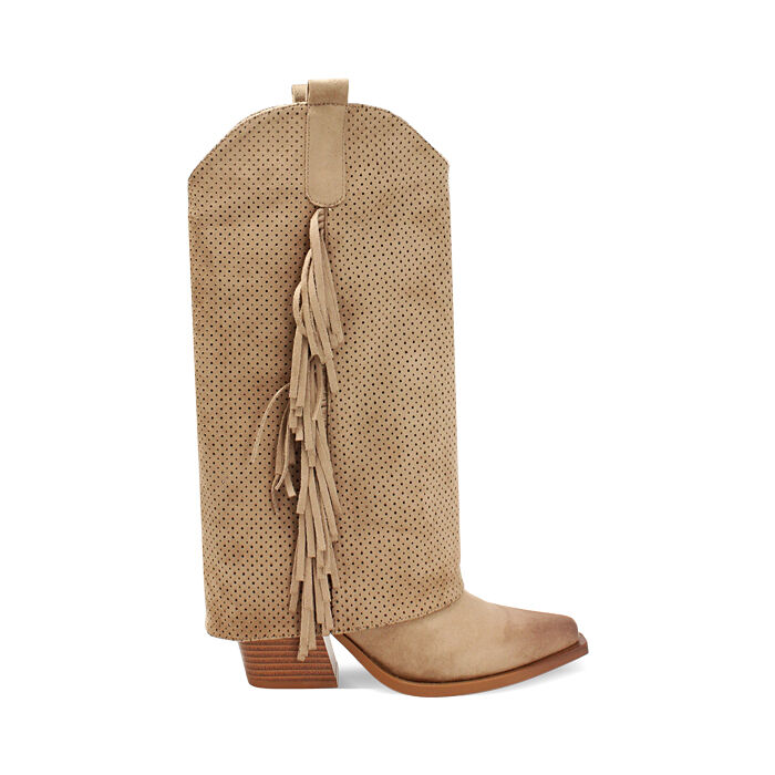Bota texana taupe tac&oacute;n 8 cm, Zapatos, 27P685601MFTAUP035