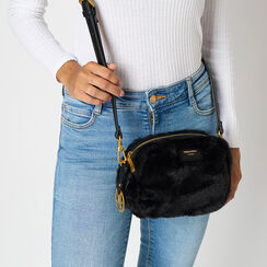 Borsa a tracolla in faux fur nera, Primadonna, 265700565FUNEROUNI, 002a