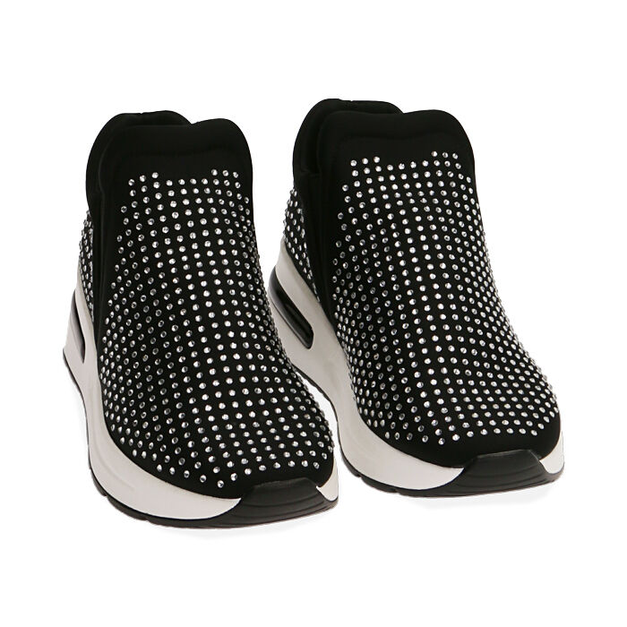 Slip on donna nero bianco in lycra con strass Primadonna Collection