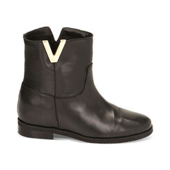 Ankle boots neri in pelle con zeppa, Primadonna, 22L601103PENERO040, 001 preview