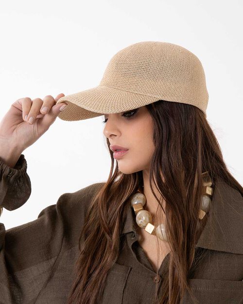 Cappello beige-oro con dettagli chic, MULTI COLOR