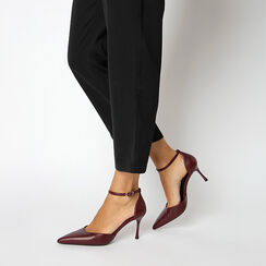 Décolleté open shank bordeaux con tacco 7,5 cm da donna, Primadonna, 262178010EPBORD036, 002a