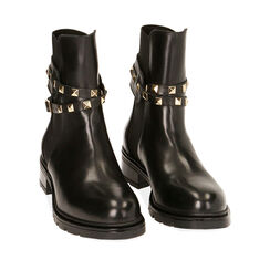 Ankle boots neri in pelle, tacco 4 cm , SALDI, 18A500505PENERO035, 002a