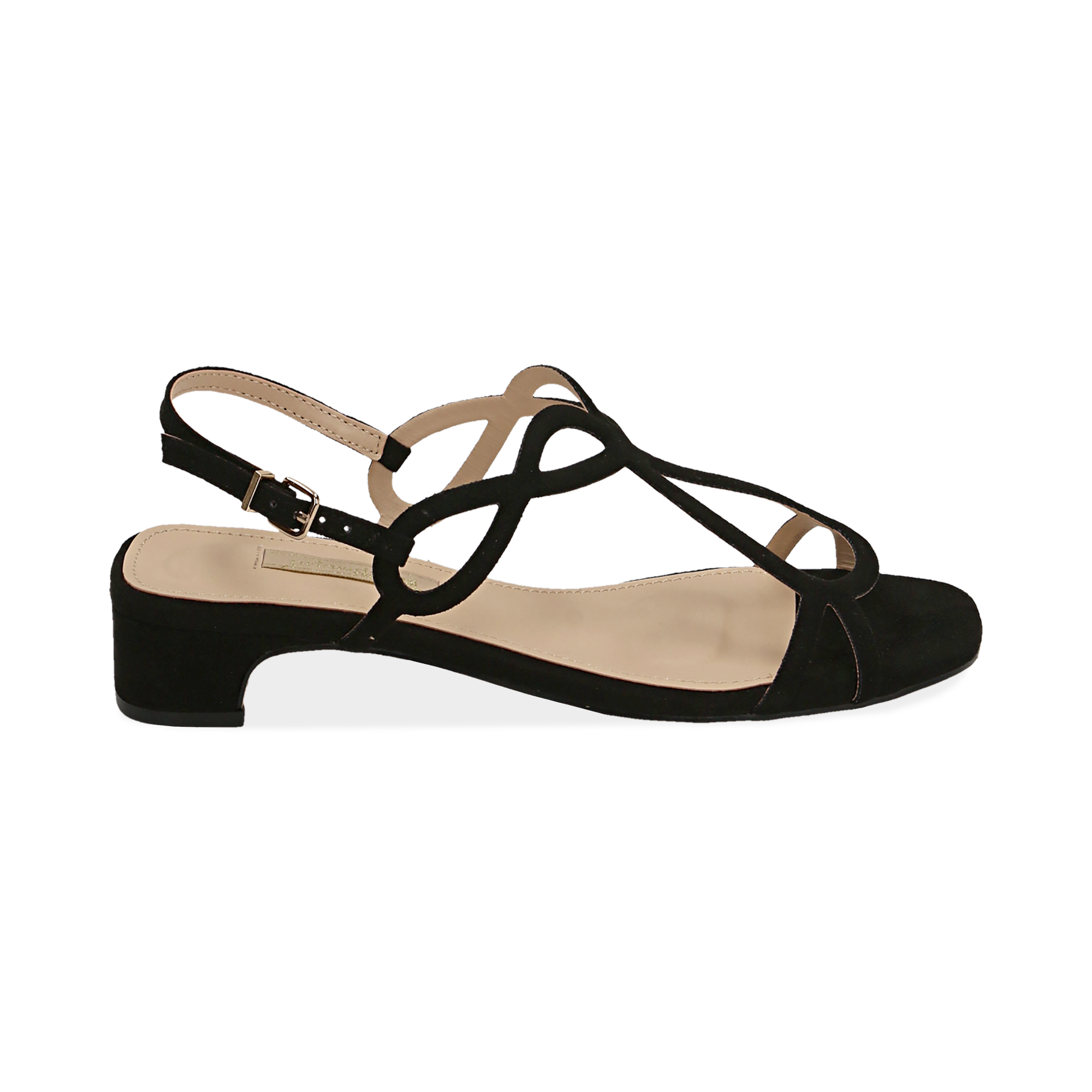 Sandalias en microfibra color negro, tacón 3,5 cm | Primadonna Collection