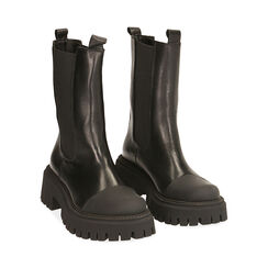 Chelsea boots neri in pelle, tacco 5,5 cm , Primadonna, 187204477PENERO035, 002 preview