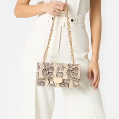 Mini bag donna beige stampa pitone, Primadonna, 255126337PTBEIGUNI, 002 preview