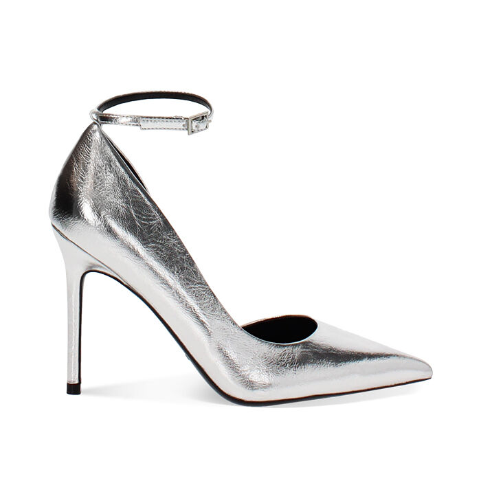 D&eacute;collet&eacute; open shank argento con tacco 10,7 cm, Primadonna, 262102021LMARGE036