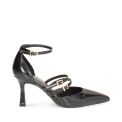 Décolleté open shank nera con tacco 7,6 cm da donna, Primadonna, 264902571EUNERO035, 001a
