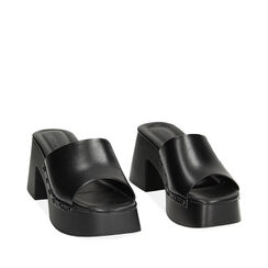 Zoccoli neri, tacco 8,2 cm, Primadonna, 232125605EPNERO036, 002a