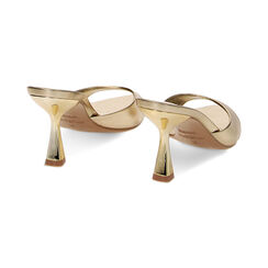 Mules Open Toe oro in laminato, tacco 8 cm, Ultime occasioni, 234948301LMOROG035, 003 preview