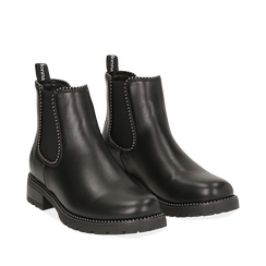 Chelsea boots neri in eco-pelle con micro boules, Scarpe, 140691301EPNERO036, 002a