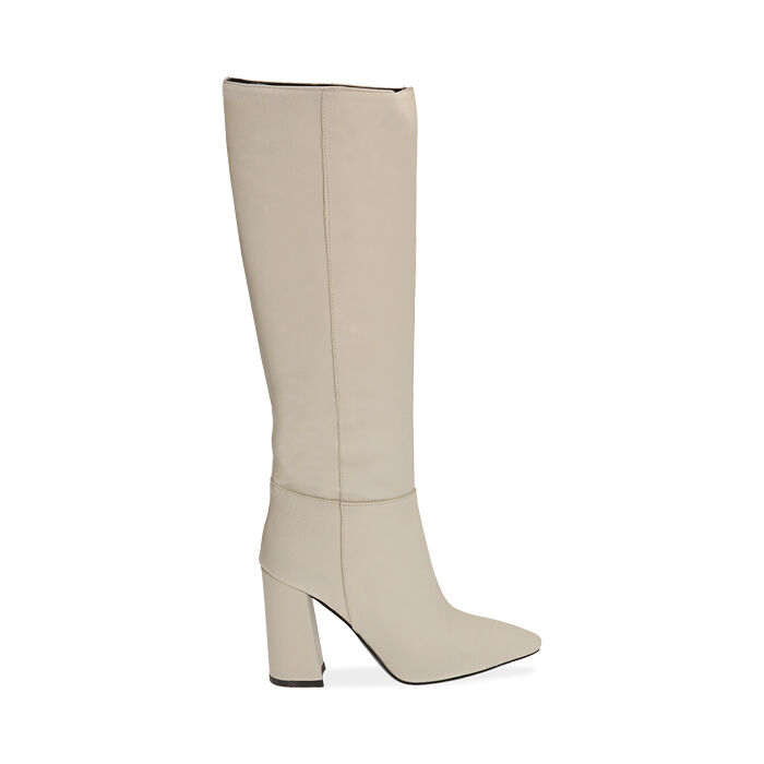 Stivali panna in pelle di vitello, tacco 9,5 cm | Primadonna Collection