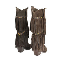 Bota de gamuza marrón oscuro con tacón de 5 cm, Primadonna, 26B800515CMMORO036, 005 preview