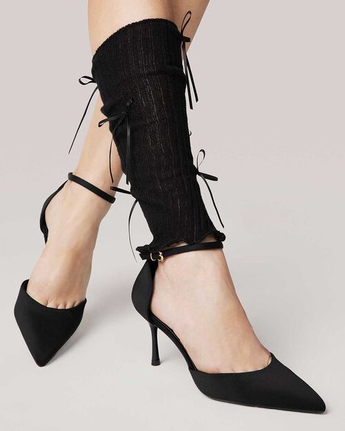 Scarpe open shank nere con tacco 7,5 cm, BLACK