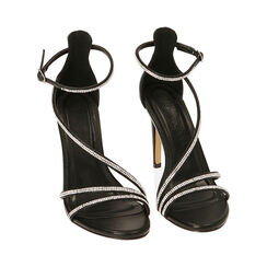 Sandali neri con strass, tacco 10 cm, Primadonna, 212174221EPNERO036, 002 preview