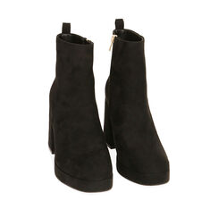 Bottines noires en microfibre, talon 9,5 cm , Primadonna, 204908706MFNERO040, 002a