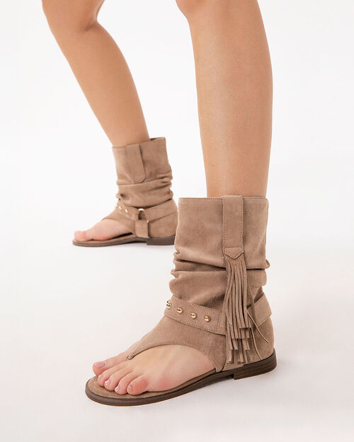 Sandali bassi taupe eleganti, TAUPE