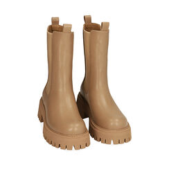 Chelsea boots beige, tacco 5,5 cm , Primadonna, 200614805EPBEIG039, 002a