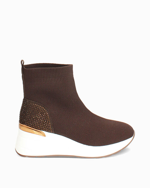 WOMEN SHOES SLIP ON FLOWER STONES MORO, DK BROWN
