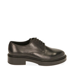 Chaussures lacées en cuir noir, talon 3,5 cm , Primadonna, 20B813503PENERO035, 001a