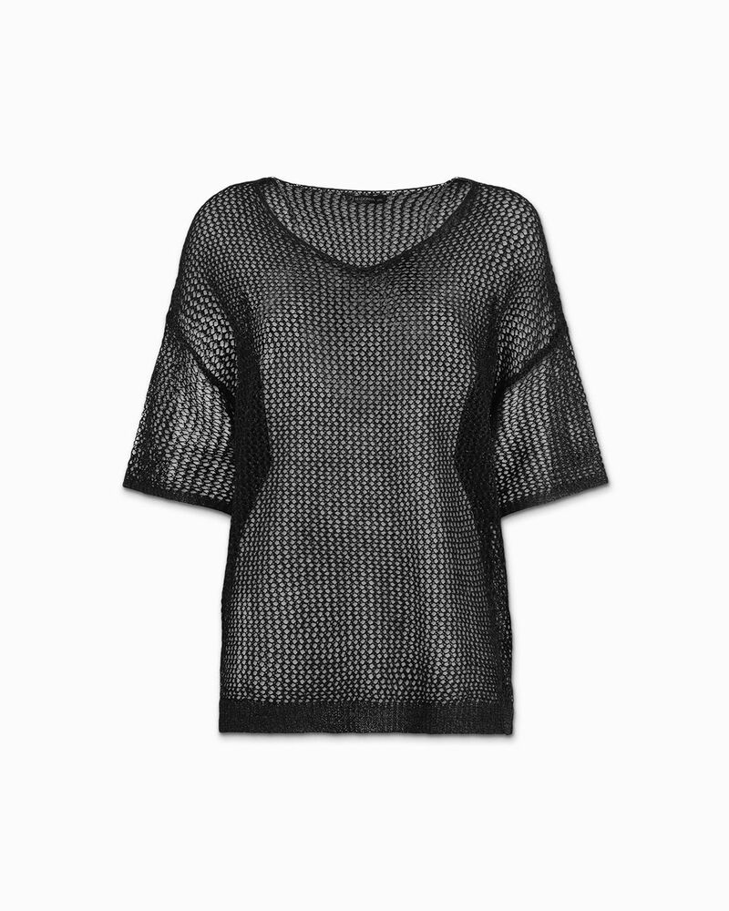 Maglia donna nera in tessuto image number null