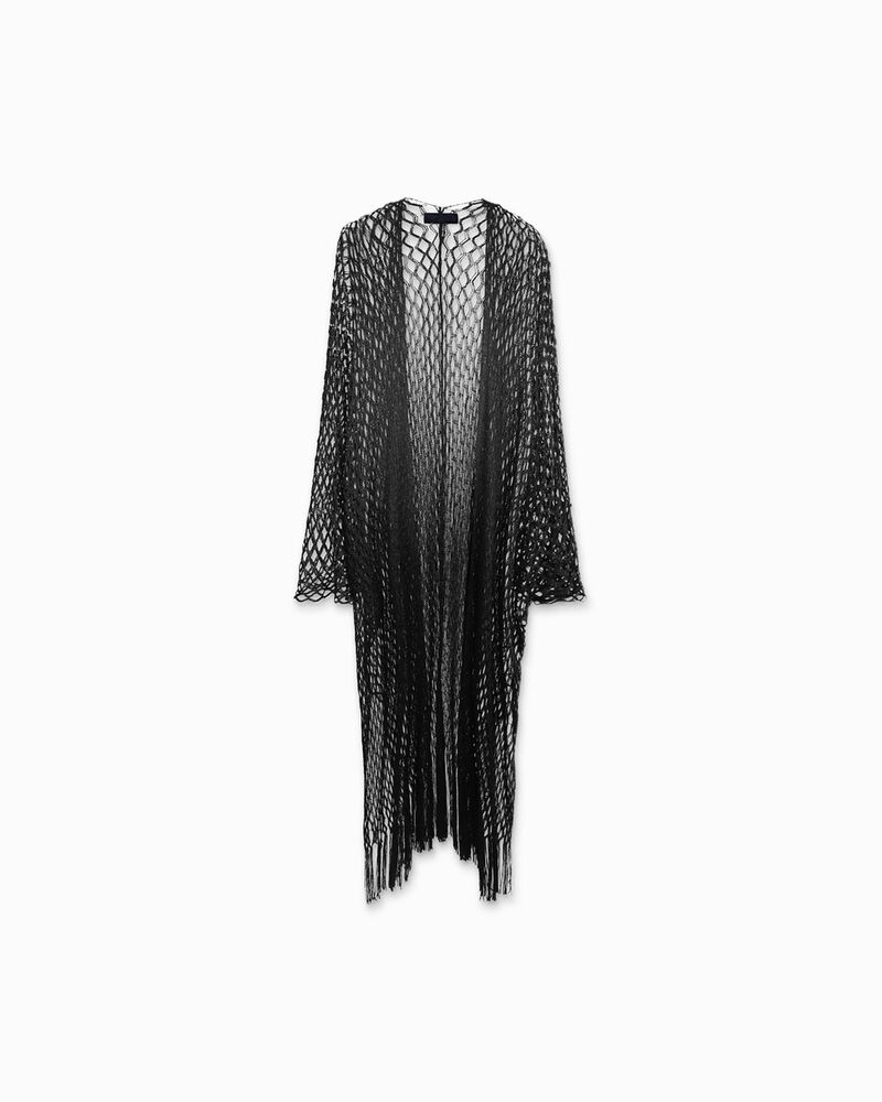 Poncho mujer negro en tela image number null