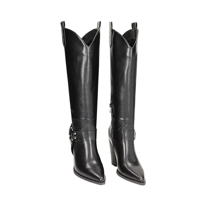 Stivali Texani Stivali Bikers Donna Alti Stivali Texani Donna Neri - Main Image