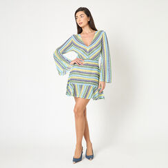 Vestido tipo pareo multicolor azul para mujer en tejido, Primadonna, 25B420475TSMUBLL, 002a