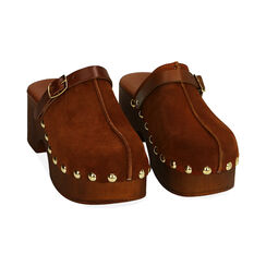 Clogs cognac in camoscio, tacco 6 cm , SPECIAL SALE, 194305215CMCOGN035, 002 preview