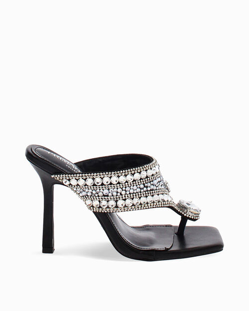 Mules open toe nero-argento tacco 10 cm, MULTI COLOR
