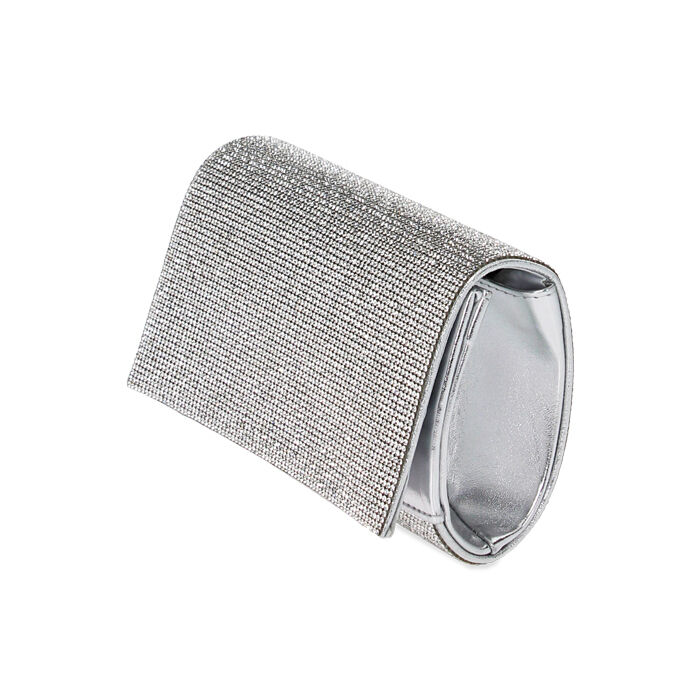 Pochette donna argento in laminato con pietre Primadonna Collection