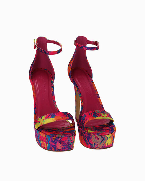 WOMEN SHOES SANDAL SATIN MUFU, MULTI COLOR-FUCHSIA