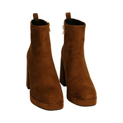 Ankle boots cognac in microfibra, tacco 9,5 cm , Primadonna, 204908706MFCOGN039, 002 preview