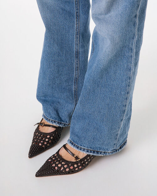 D&eacute;collet&eacute; testa di moro tacco 4,5 cm, DK BROWN