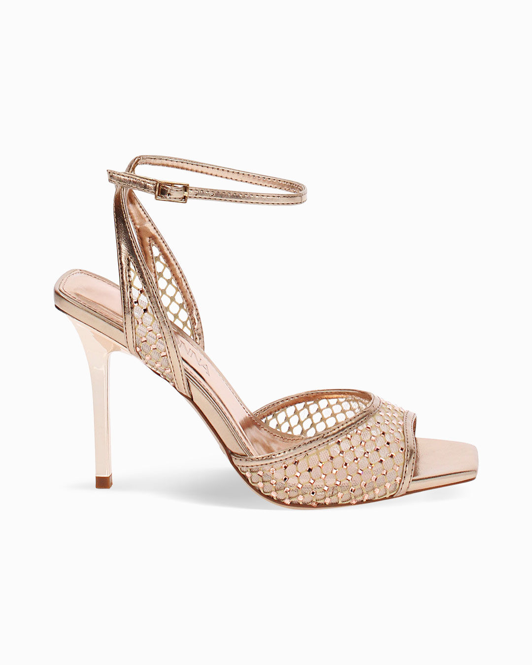 Sandali rosa-oro con tacco 9,8 cm