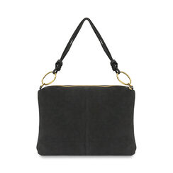 Borsa a spalla nera in camoscio, Primadonna, 260803696CMNEROUNI, 001a