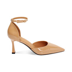 Décolleté open shank camel in vernice, tacco 7,5 cm, Primadonna, 244909202VECAME039, 001 preview