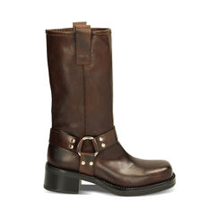 WOMEN SHOES BIKER LEATHER MORO, Primadonna, 227277301PEMORO037, 001a