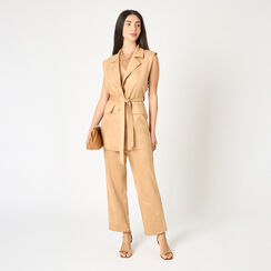 Gilet donna camel in microfibra, Primadonna, 25L200029MFCAMEM, 002a