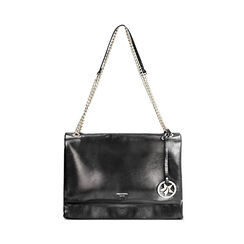 Borsa a spalla nera lucida con tracolla a catena, Primadonna, 265700583EUNEROUNI, 001 preview