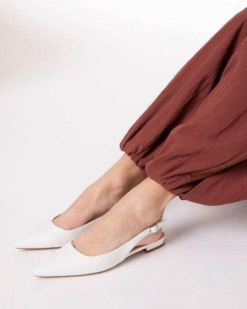 Ballerine slingback bianche eleganti, WHITE