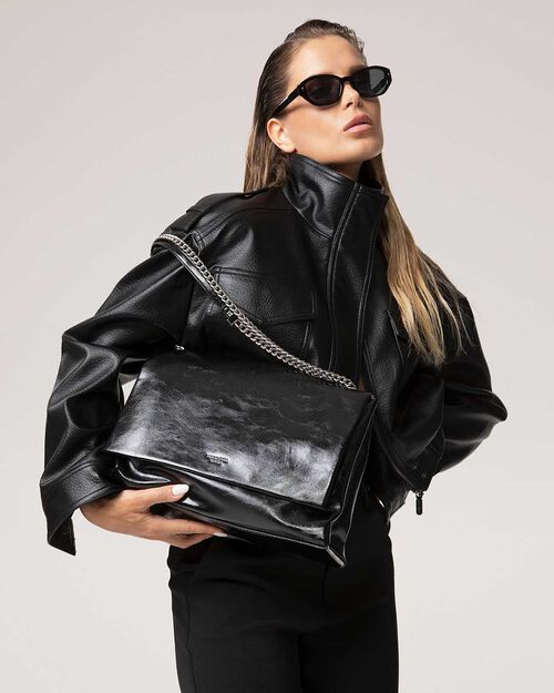 SACS SAC D EPAULE SYNTHETIQUE BRILLANT N, BLACK