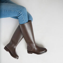 Bottes en PVC brun foncé avec semelle confortable, Primadonna, 260957002PVMORO036, 002a