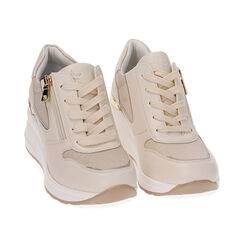 Sneakers beige, zeppa 6 cm, Primadonna, 212850921EPBEIG035, 002 preview