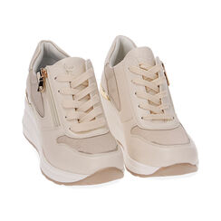 Sneakers beige, zeppa 6 cm, Primadonna, 212850921EPBEIG037, 002 preview