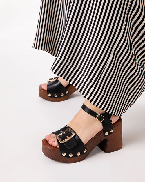 Zoccoli neri con tacco 8 cm, BLACK