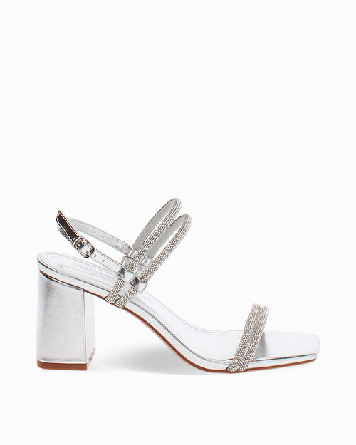 Sandali argento scintillanti tacco 7,5 cm, SILVER