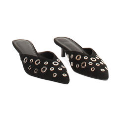 Sabot noir en microfibre avec clous et talon de 4,2 cm, Primadonna, 264931111MBNERO035, 003 preview
