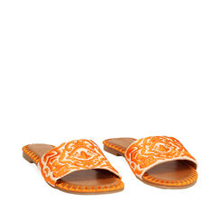 Sandaletti arancio in rafia con ricami sulla tomaia, Primadonna, 254992873RFARAN035, 002a