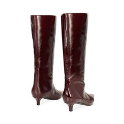 Bottes bordeaux en cuir verni avec talon de 4,3 cm, Primadonna, 264959501NPBORD036, 005 preview